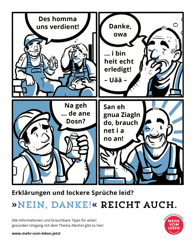 Eine Bildergeschichte zum Thema Alkohol in Form eines Comics. 