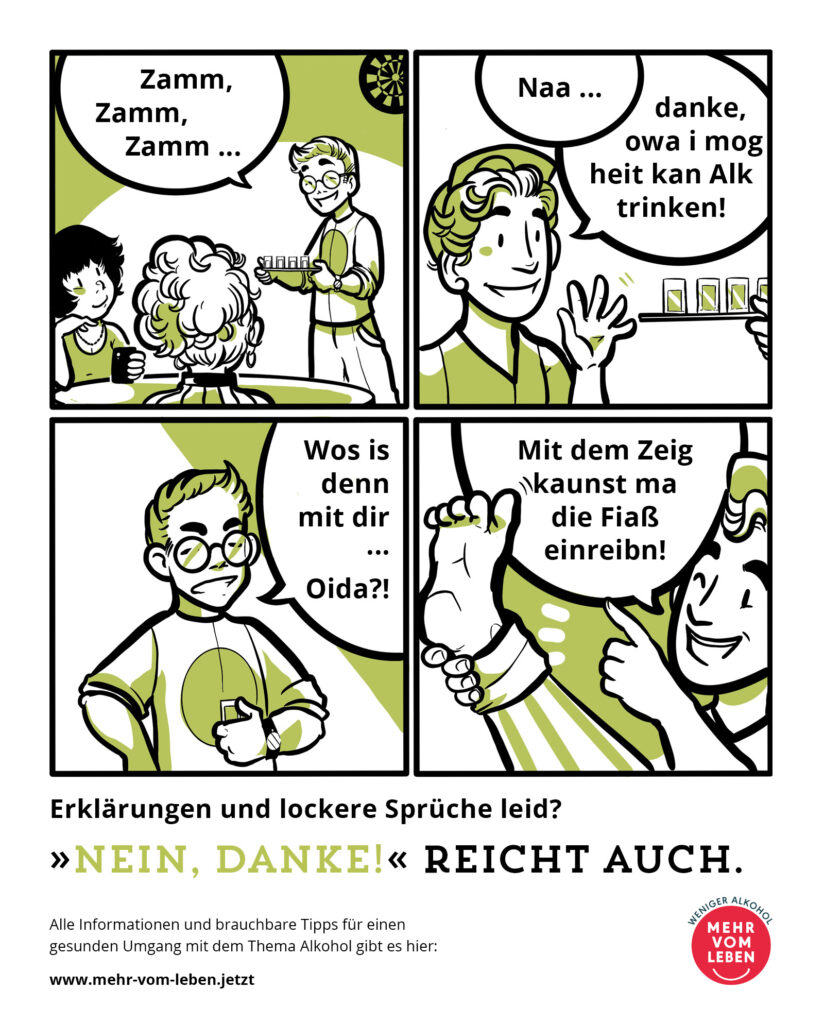 Eine Bildergeschichte zum Thema Alkohol in Form eines Comics. 