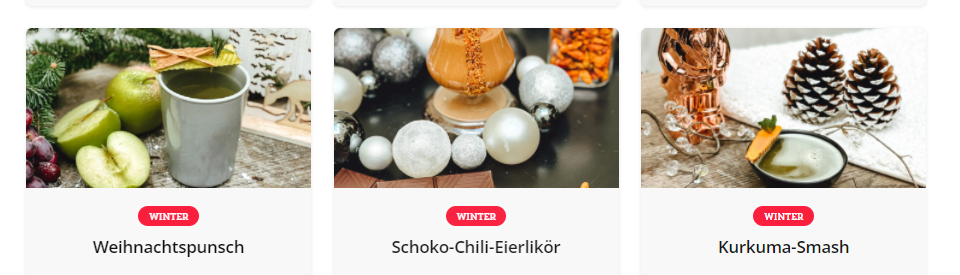 Verschiedene Rezepte zu alkoholfreien Drinks, z.B. Weihnachtspunsch, Schoko-Eierlikör und Kurkuma-Smash. 