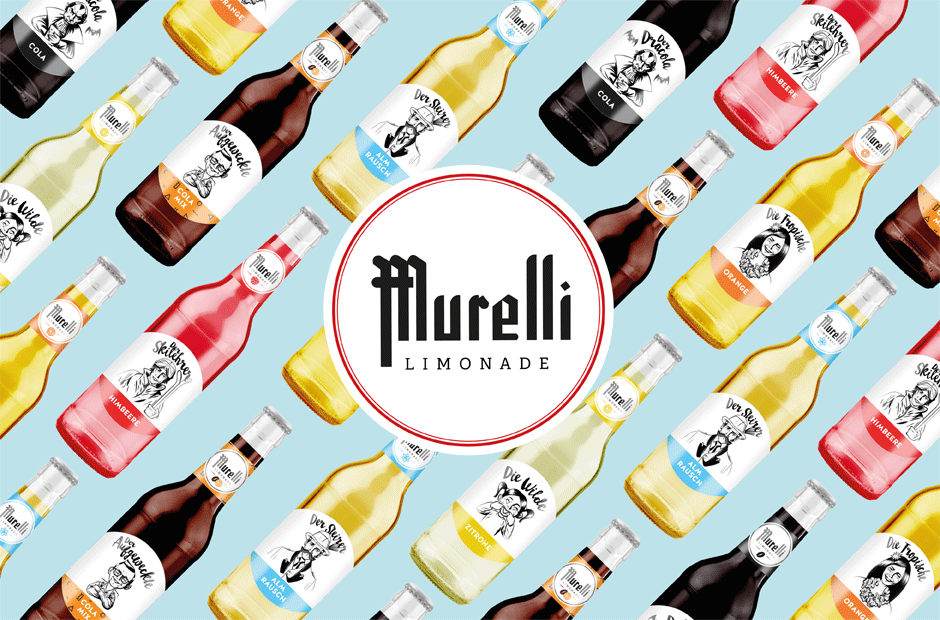 Logo der Murelli Limonade in schwarzer Schrift und gehört zum Sortiment der Brauerei Murauer.