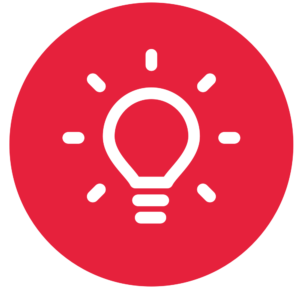 Das Logo mit einer Glühbirne auf rotem Hintergrund des Selbsttests, erstellt von der Initiative Mehr vom Leben.