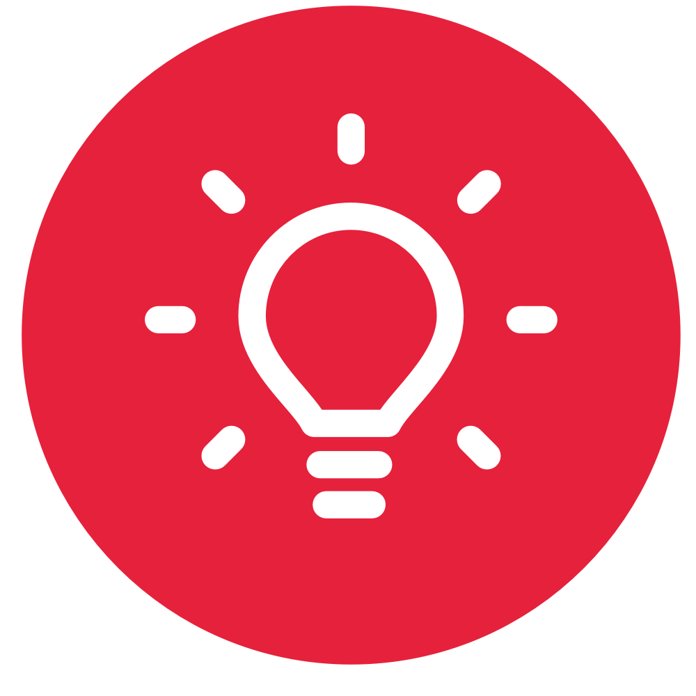Das Logo mit einer Glühbirne auf rotem Hintergrund des Selbsttests, erstellt von der Initiative Mehr vom Leben.
