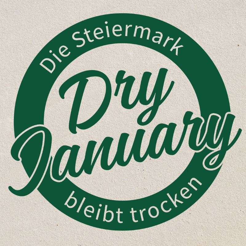 grünes Logo mit Schrift "Dry January. Die Steiermark bleibt trocken"